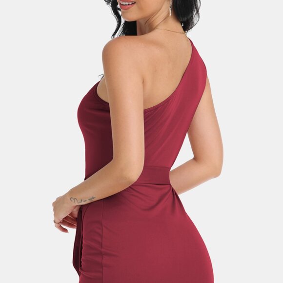 Tie Front One-Shoulder Sleeveless Dress - Picture 6 of 8